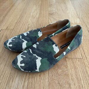Veronica Beard Griffin Camo Canvas Loafers Women's Size 39